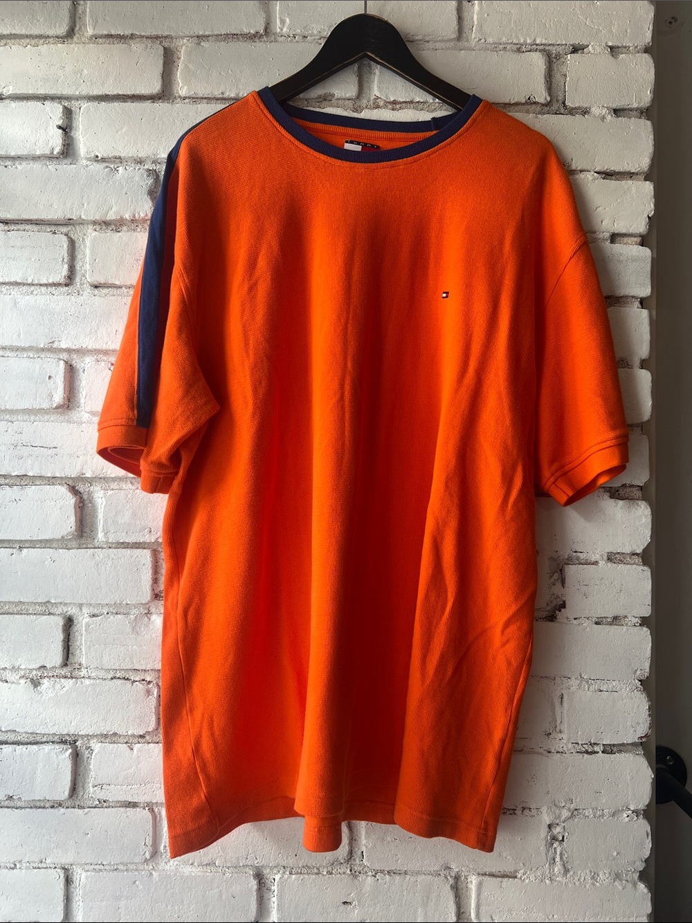 Tommy Hilfiger Orange Short-Sleeve Crewneck Tee navy neck trim